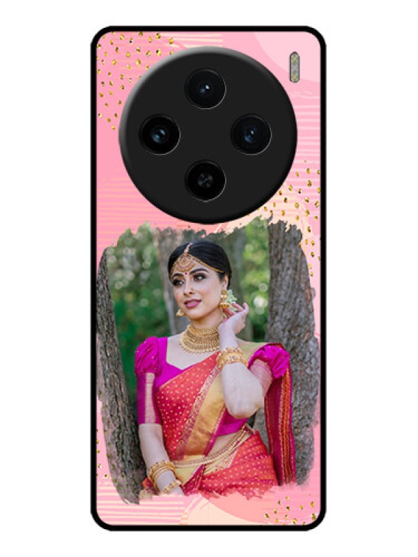 Custom Vivo X100 5G Custom Metal Phone CaseGold Glitter Splash Design