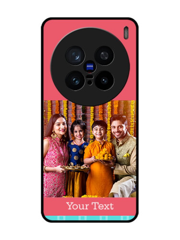 Custom Vivo X200 Pro 5G Custom Metal Phone Case - Peach and Blue Color Design