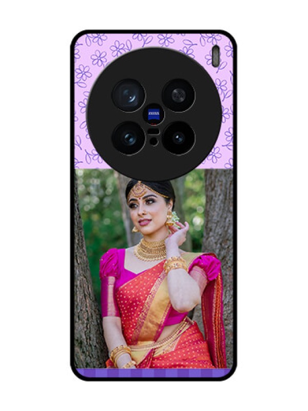 Custom Vivo X200 Pro 5G Custom Metal Phone Case - Purple Floral Design