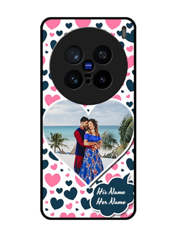 Custom Vivo X200 Pro 5G Custom Metal Phone Case - Pink and Blue Heart Design