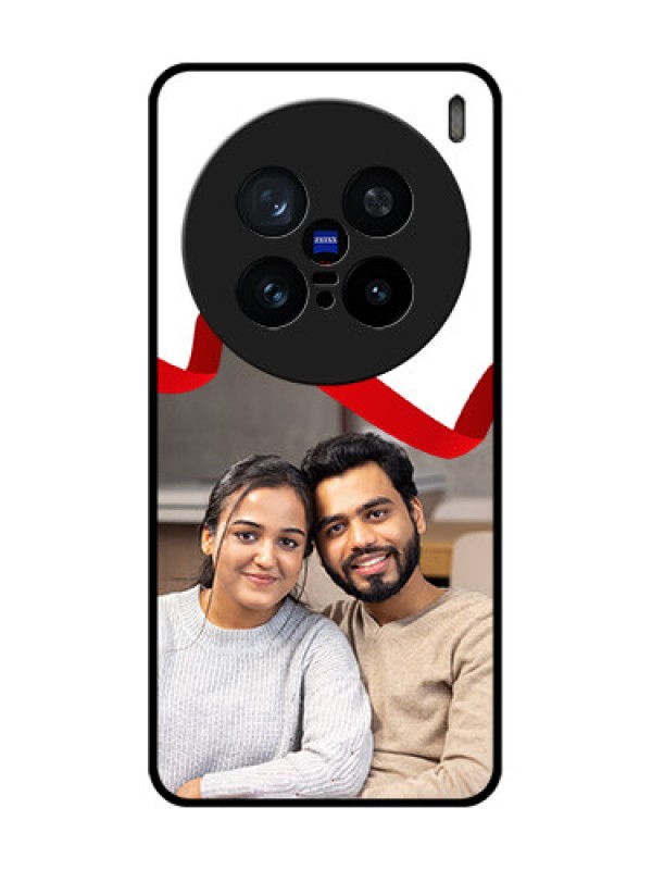 Custom Vivo X200 Pro 5G Custom Metal Phone Case - Red Ribbon Frame Design