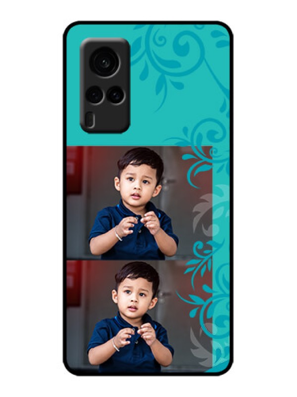 Custom Vivo X60 5G Custom Metal Phone Case - With Photo And Green Floral Design