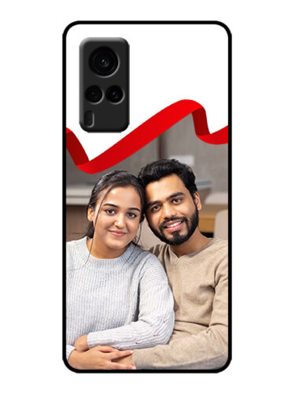 Custom Vivo X60 5G Custom Metal Phone Case - Red Ribbon Frame Design