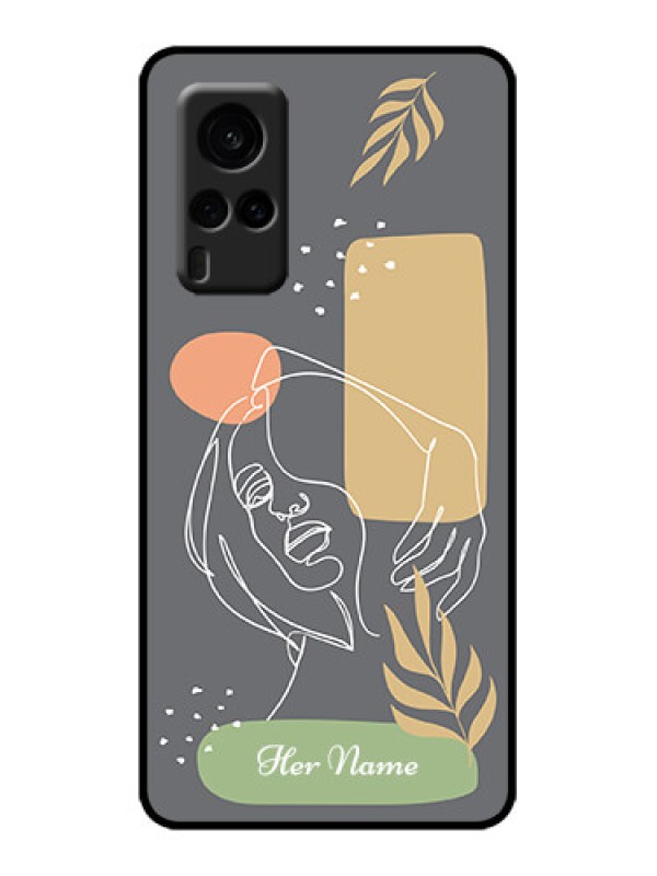 Custom Vivo X60 5G Custom Metal Phone Case - Gazing Woman Line Art Design