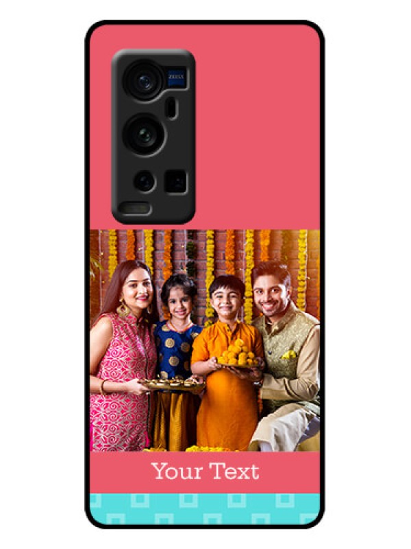 Custom Vivo X60 Pro Plus 5G Custom Metal Phone Case - Peach and Blue Color Design