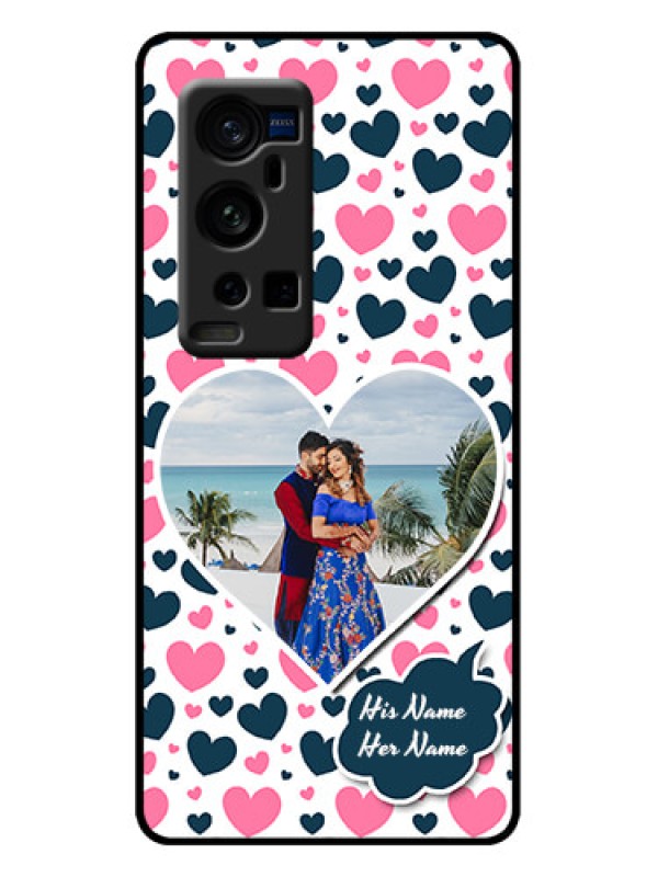 Custom Vivo X60 Pro Plus 5G Custom Metal Phone Case - Pink and Blue Heart Design