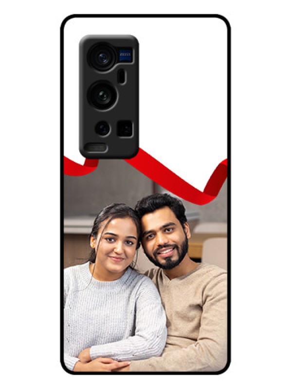 Custom Vivo X60 Pro Plus 5G Custom Metal Phone Case - Red Ribbon Frame Design