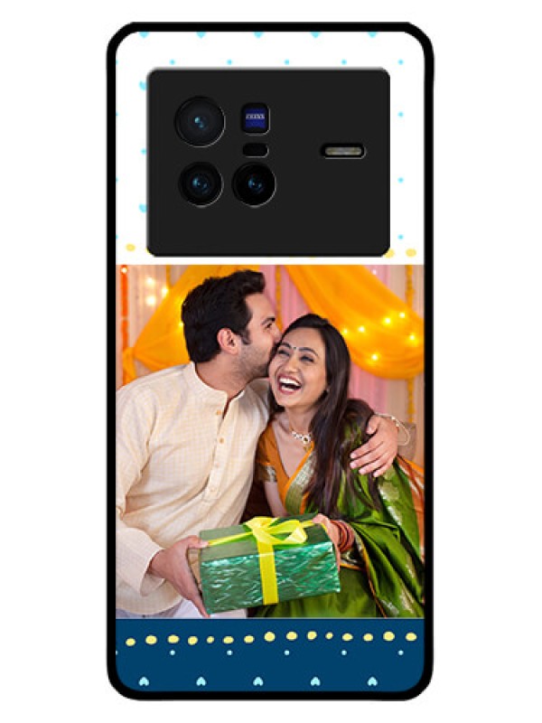 Custom Vivo X80 5G Custom Metal Phone CaseWhite And Blue Abstract Design