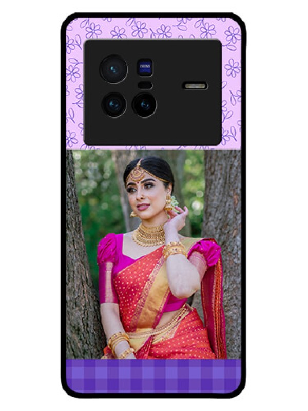 Custom Vivo X80 5G Custom Metal Phone CasePurple Floral Design