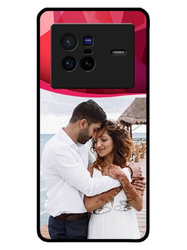 Custom Vivo X80 5G Custom Metal Phone CaseRed Abstract Design