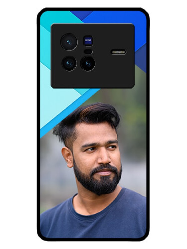 Custom Vivo X80 5G Custom Metal Phone CaseBlue Pattern Design