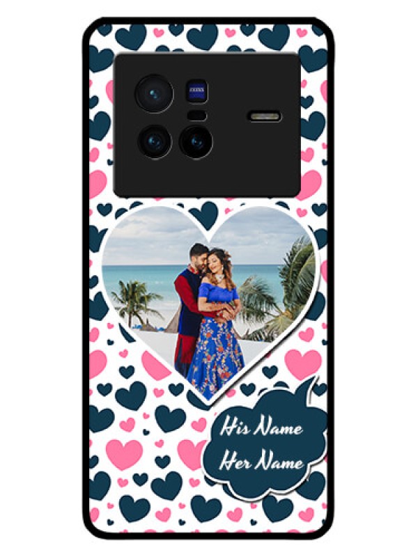 Custom Vivo X80 5G Custom Metal Phone CasePink and Blue Heart Design
