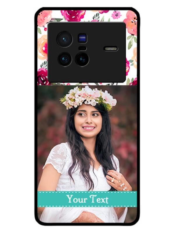 Custom Vivo X80 5G Custom Metal Phone CaseWater Colors Floral Design