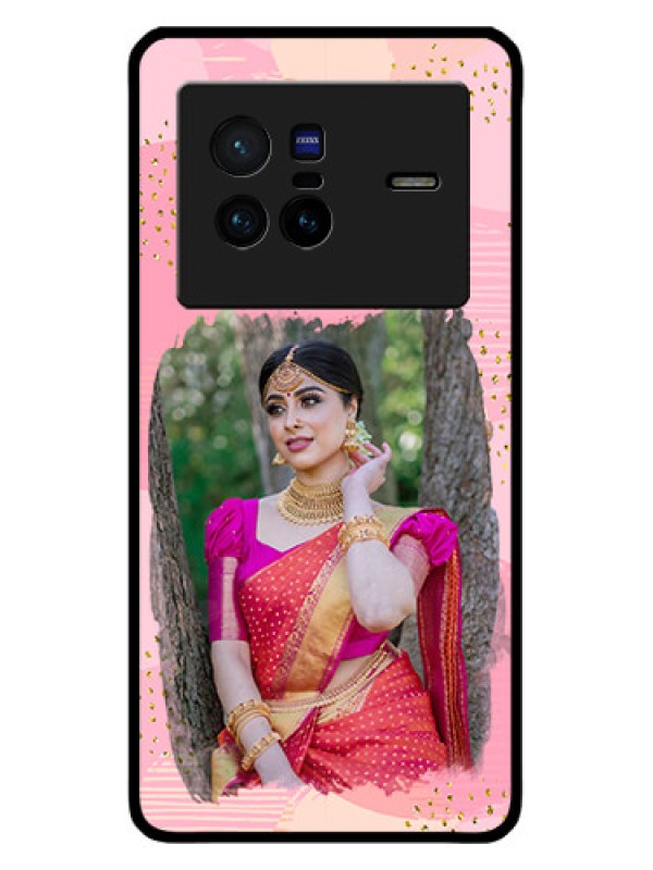 Custom Vivo X80 5G Custom Metal Phone CaseGold Glitter Splash Design