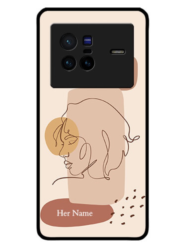 Custom Vivo X80 5G Custom Metal Phone CaseCalm Woman Line Art Design