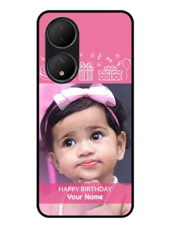 Custom Vivo Y100 Custom Metal Phone Case - With Birthday Line Art Design