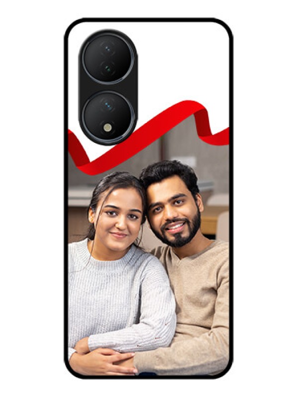 Custom Vivo Y100 Custom Metal Phone Case - Red Ribbon Frame Design