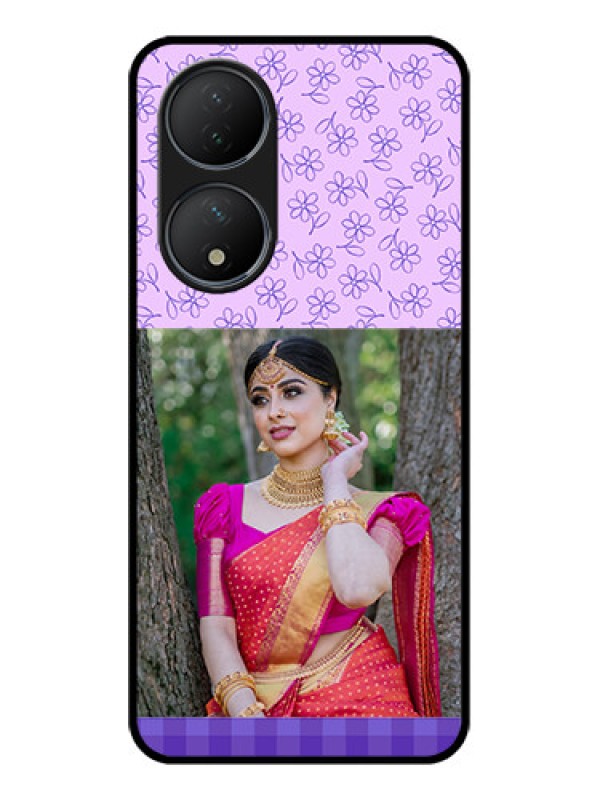 Custom Vivo Y100A Custom Metal Phone Case - Purple Floral Design