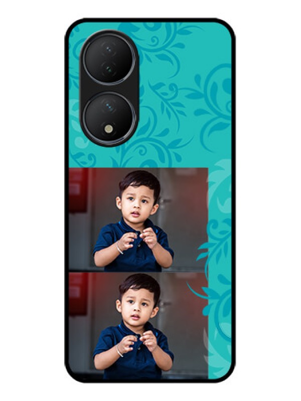 Custom Vivo Y100A Custom Metal Phone Case - With Photo And Green Floral Design