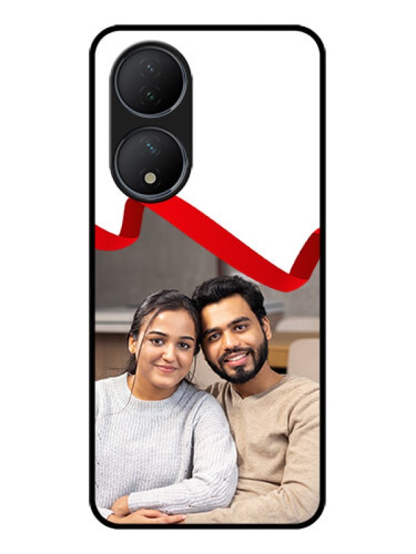 Custom Vivo Y100A Custom Metal Phone Case - Red Ribbon Frame Design