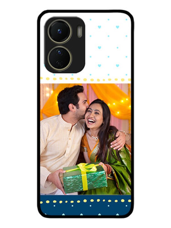 Custom Vivo Y16 Custom Metal Phone Case - White And Blue Abstract Design