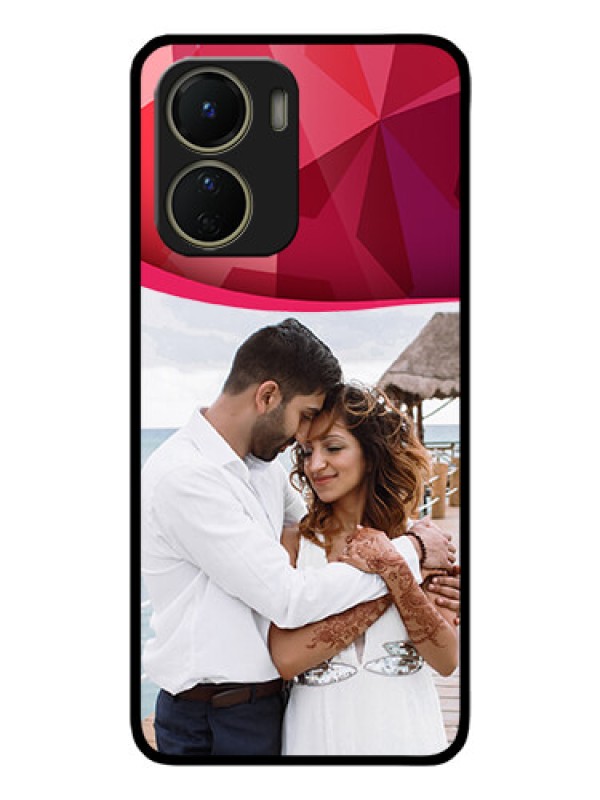 Custom Vivo Y16 Custom Metal Phone Case - Red Abstract Design