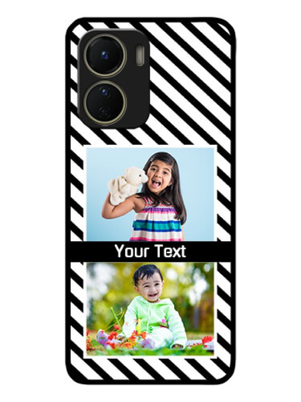 Custom Vivo Y16 Custom Metal Phone Case - Black And White Stripes Design