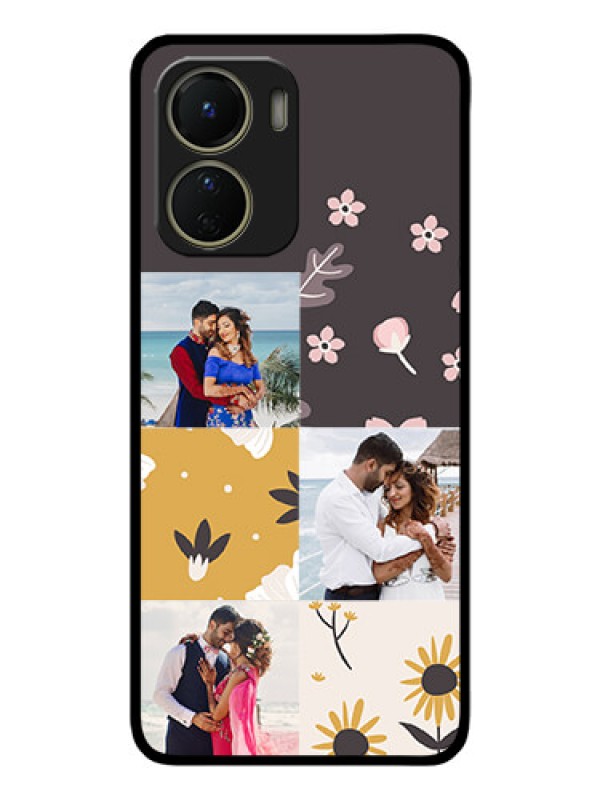 Custom Vivo Y16 Custom Metal Phone Case - 3 Images With Floral Design