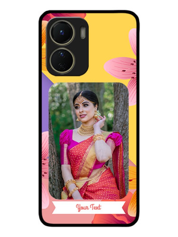 Custom Vivo Y16 Custom Metal Phone Case - 3 Image With Vintage Floral Design