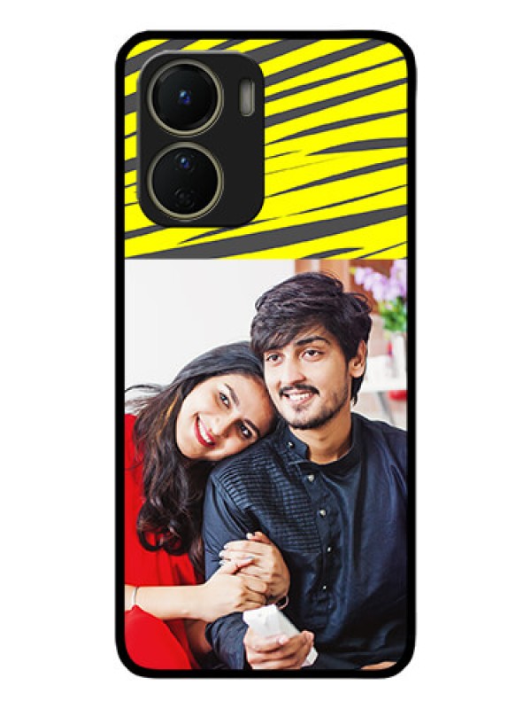 Custom Vivo Y16 Custom Metal Phone Case - Yellow Abstract Design