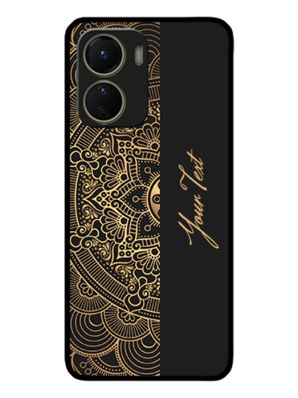 Custom Vivo Y16 Custom Metal Phone Case - Mandala Art With Custom Text Design