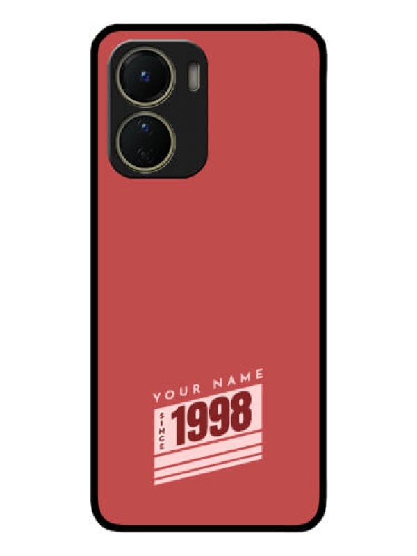 Custom Vivo Y16 Custom Metal Phone Case - Red Custom Year Of Birth Design
