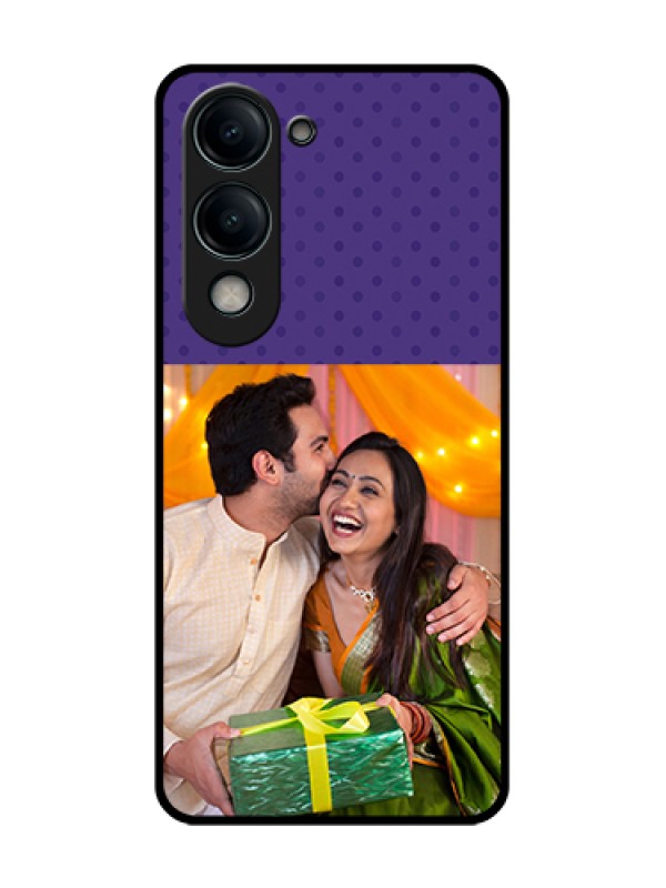 Custom Vivo Y19 5G Custom Metal Phone Case - Violet Colored Pattern Design