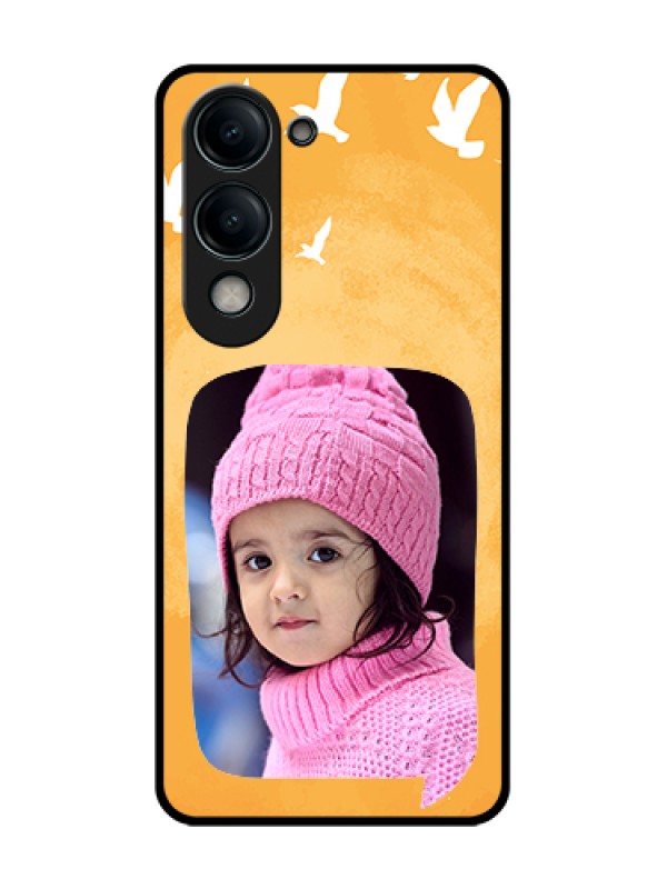 Custom Vivo Y19 5G Custom Metal Phone Case - Water Color Design With Bird Icons