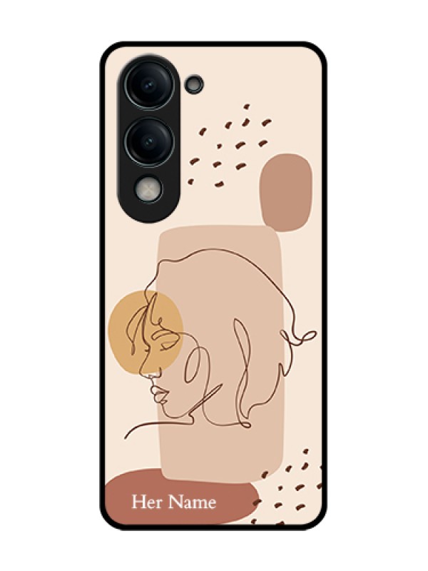 Custom Vivo Y19 5G Custom Metal Phone Case - Calm Woman Line Art Design