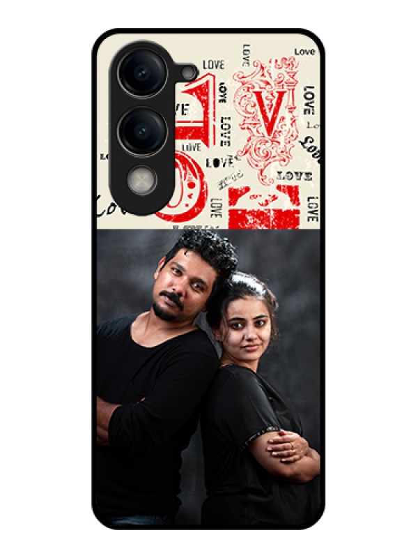 Custom Vivo Y19e Custom Metal Phone Case - Red Ribbon Frame Design