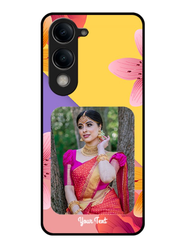 Custom Vivo Y19e Custom Metal Phone Case - 3 Image With Vintage Floral Design