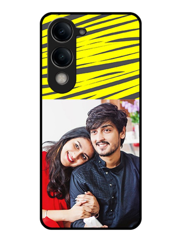 Custom Vivo Y19e Custom Metal Phone Case - Yellow Abstract Design