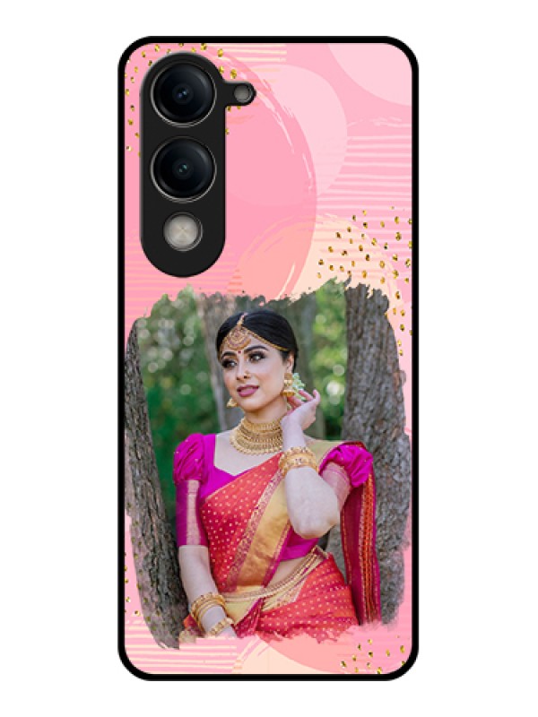 Custom Vivo Y19e Custom Metal Phone Case - Gold Glitter Splash Design