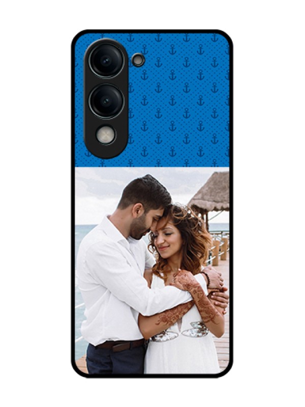 Custom Vivo Y19s Custom Metal Phone Case - Blue Anchors Design