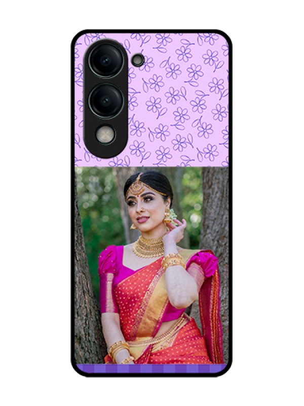 Custom Vivo Y19s Custom Metal Phone Case - Purple Floral Design