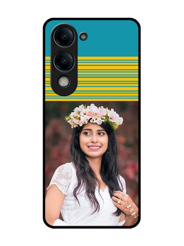 Custom Vivo Y19s Custom Metal Phone Case - Yellow and Blue Design