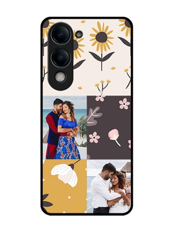 Custom Vivo Y19s Custom Metal Phone Case - 3 Images With Floral Design