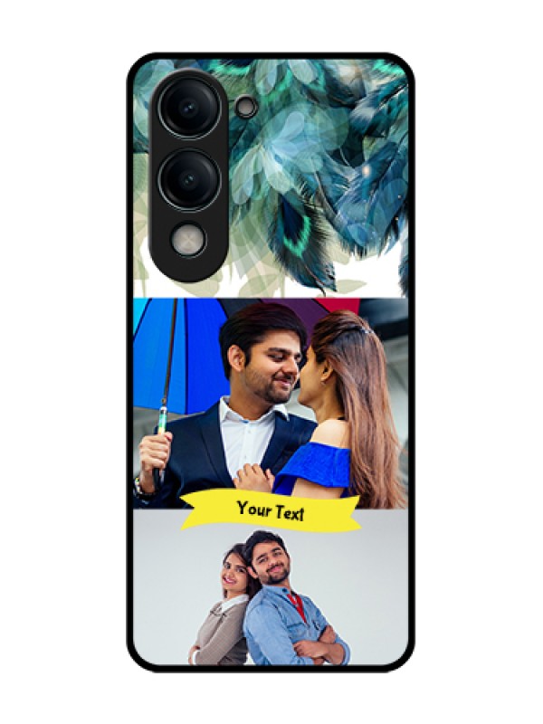 Custom Vivo Y19s Custom Metal Phone Case - Image With Boho Peacock Feather Design