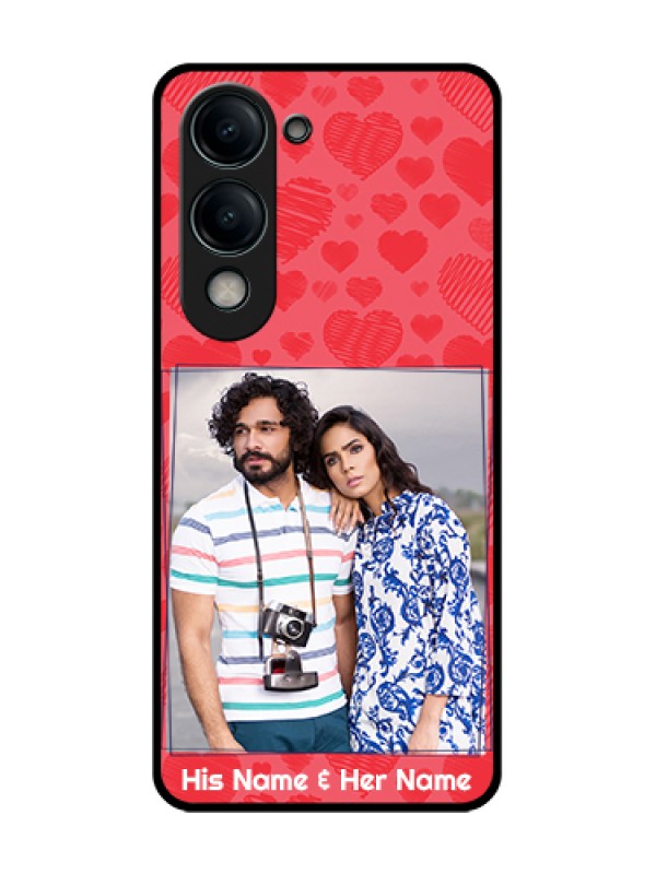 Custom Vivo Y19s Custom Metal Phone Case - With Red Heart Symbols Design