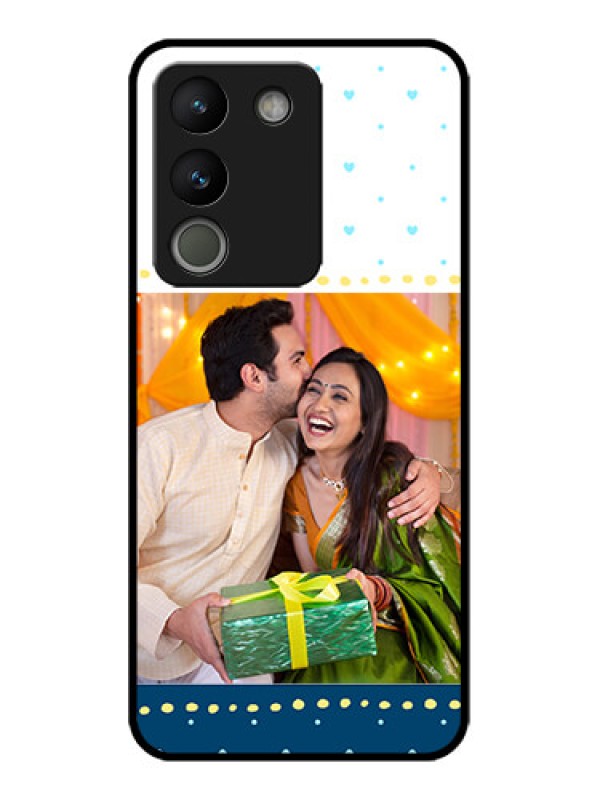 Custom Vivo Y200 5G Custom Metal Phone Case - White And Blue Abstract Design