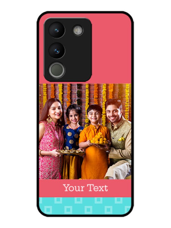 Custom Vivo Y200 5G Custom Metal Phone Case - Peach and Blue Color Design