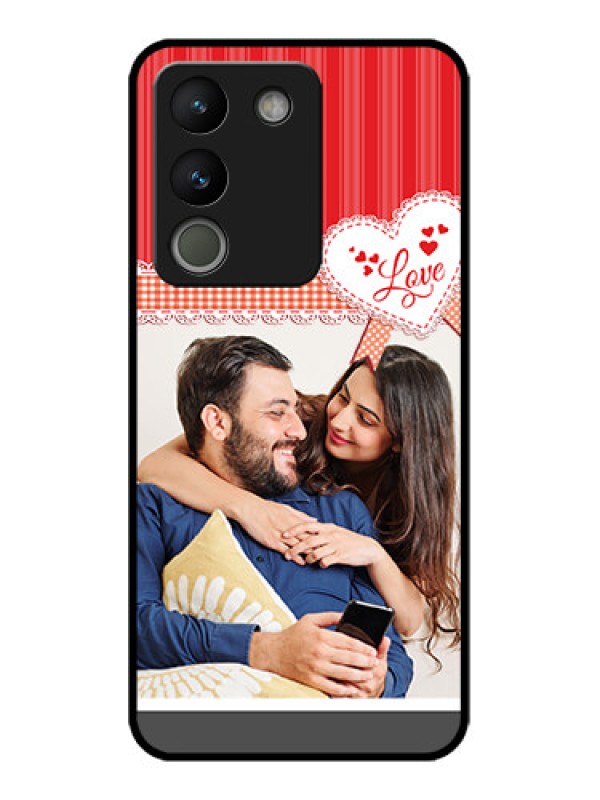 Custom Vivo Y200 5G Custom Metal Phone Case - Red Love Pattern Design