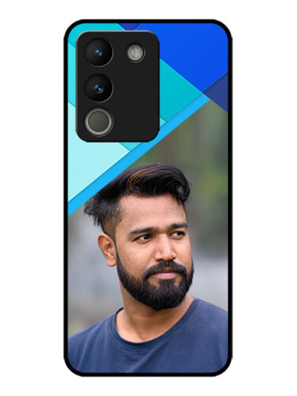 Custom Vivo Y200 5G Custom Metal Phone Case - Blue Pattern Design