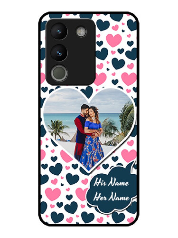 Custom Vivo Y200 5G Custom Metal Phone Case - Pink and Blue Heart Design